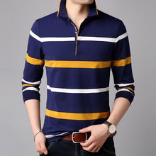 Load image into Gallery viewer, 2019 New Fashions Brands Polo Shirt Men Striped Long Sleeve Slim Fit Stand Collar Cotton Polos Casual Mens Clothing
