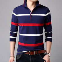 Load image into Gallery viewer, 2019 New Fashions Brands Polo Shirt Men Striped Long Sleeve Slim Fit Stand Collar Cotton Polos Casual Mens Clothing