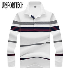 Load image into Gallery viewer, 2018 Autumn New Men's Polo Shirt Simple Fashion Striped Color Matching Lapel Long Sleeve Korean Slim Cotton