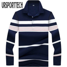 Load image into Gallery viewer, 2018 Autumn New Men's Polo Shirt Simple Fashion Striped Color Matching Lapel Long Sleeve Korean Slim Cotton