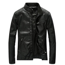 Load image into Gallery viewer, New Spring Men's Leather Jackets Stand Collar Motorcycle Pu Casual Slim Fit Coat Outwear Drop Shipping ABZ174